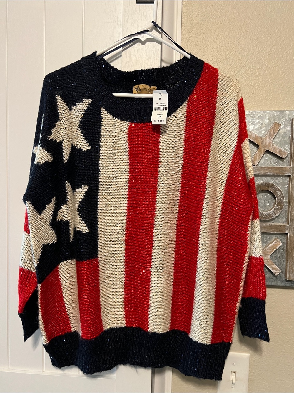 NWT American Flag Knit Sweater - Red, White & Blue